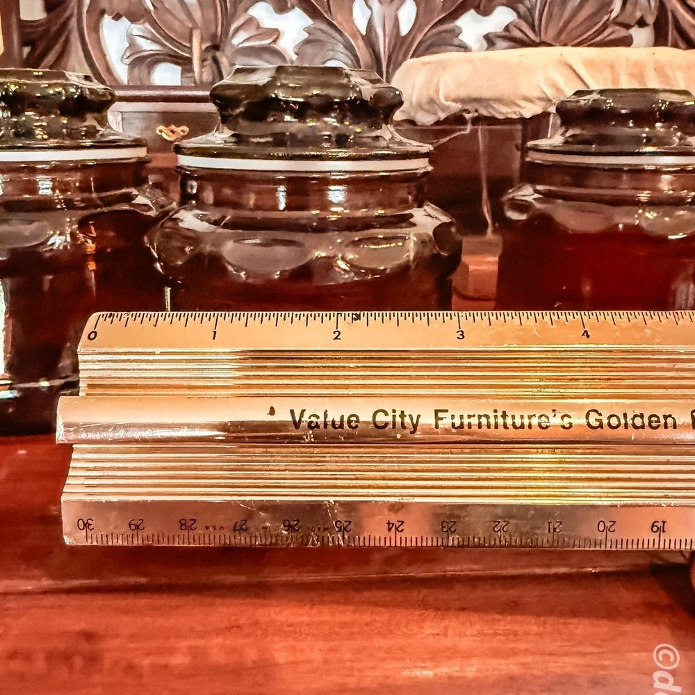 Vintage Amber Brown Glass Apothecary Jar Canisters with  Matching Lid